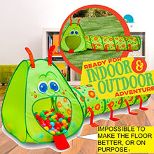 Load image into Gallery viewer, Kiddey Caterpillar Play Tunnel and Tent Combo (2-Piece Set) – Kids Crawling and Exploration Discovery Station for Early Learning and Muscle Development – Indoor/Outdoor Use – by Kiddey