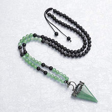 Load image into Gallery viewer, Jovivi 6mm Natural Green Aventurine Crystal Pendulum Necklace Lava Rock Labradorite Healing Chakra Triangle Pendulum Crystal w/Moon 25inches Adjustable