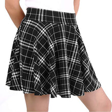 Load image into Gallery viewer, DJT FASHION Women's Casual Mini Flared Pleated Skater Skirt with Shorts Large Black Plaid