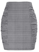 Load image into Gallery viewer, Plus Size Plaid Skirts for Women High Waist Checkered Mini Bodycon Pencil Skirts(Gray White,XL)