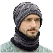 Load image into Gallery viewer, BCDlily Winter Warm Beanie Hats Scarf Set for Men Women Thick Fleece Lined Knit Hats Skull Cap Neck Warmer (Gray)