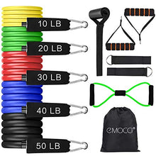 Load image into Gallery viewer, EMOCCI Resistance Bands Set with Handle,Fabric Exercise Band Door Anchor Weight Training Stretching Strap for Women Men Home Fitness Yoga Gym Workout Equipment with Carry Bag(12pcs,150 LB)