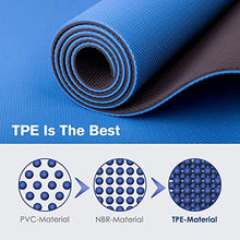 Load image into Gallery viewer, Matymats Yoga Mat, Workout Exercise Mat - 6mm Thick Non Slip Fitness Mat with Carrying Strap for Yoga, Workouts, Home, Gym and Pilates 72"x24", Sky Blue