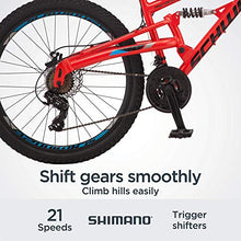 Load image into Gallery viewer, Schwinn Protocol 1.0 Dual-Suspension Mountain Bike with Aluminum Frame, 26-Inch Wheels, Red/Blue (S2756AAZ)