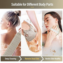 Load image into Gallery viewer, Suntee Exfoliating Back Scrubber for Shower, 3 PCS Loofah Back Scrubber with Exfoliating Glove and Sponge Pad Set, Long Deep Clean Back Washer Bath Shower Scrubber for Men and Women (36.5*4.5 inch)