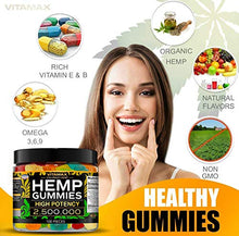 Load image into Gallery viewer, Vitamax Hemp Gummies - Great for Peace & Relaxation - 2,500,000 - Natural Fruit Flavors Tasty Relief – Made in USA – Relaxing Gummies – 100ct