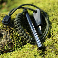 Load image into Gallery viewer, bayite 4 Inch Survival Ferrocerium Drilled Flint Fire Starter Ferro Rod Kit with Paracord Landyard Handle and Striker