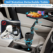 Load image into Gallery viewer, Car Cup Holder Expander Tray, 4-in-1 Detachable Upgraded Car Food Tray Table with Dual Cup Holder, Phone Holder, 360°Rotation Adjustable Base, Road Trip Essentials Car Accessories for Men and Women