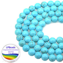 Load image into Gallery viewer, LPBeads 100PCS 8mm Blue Turquoise Gemstone Round Loose Beads for Jewelry Making with Crystal Stretch Cord