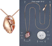 Load image into Gallery viewer, Leafael Wish Stone Pendant Necklace with Vintage Pink Birthstone Crystal for October, 18K Rose Gold Plated, 18" + 2" Chain
