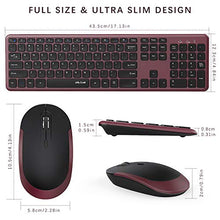 Load image into Gallery viewer, Wireless Keyboard and Mouse, Jelly Comb 2.4GHz Ultra Thin Full Size Wireless Keyboard Mouse Combo Set with Number Pad for Computer, Laptop, PC, Desktop, Notebook, Windows 7, 8, 10-(Wine Red and Black)