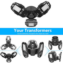 Load image into Gallery viewer, 80W LED Garage Lights, Deformable Garage Light with 3 Adjustable Wings, 8000LM, E26 LED Shop Light, Barn Light, High Bay Light, Ceiling Lighting Fixture for Warehouse (No Motion Detection)
