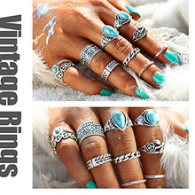 Load image into Gallery viewer, 82 Pcs Vintage Silver Knuckle Rings Set for Women, Bohemian Stackable Joint Finger Rings, Retro Stone Crystal Stacking Midi Rings Pack