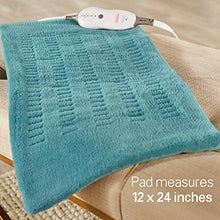 Load image into Gallery viewer, Sunbeam Heating Pad for Pain Relief | XL King Size SoftTouch, 4 Heat Settings with Auto-Off | Teal, 12-Inch x 24-Inch