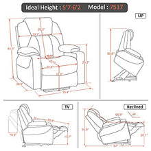 Load image into Gallery viewer, Mcombo Large Power Lift Recliner Chair with Massage and Heat for Elderly Big and Tall People, 3 Positions, 2 Side Pockets and Cup Holders, USB Ports, Faux Leather 7517 (Large, Cream White)