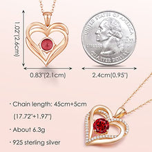 Load image into Gallery viewer, LOUISA SECRET Birthstone Necklace for Women, 925 Sterling Silver Pendant Necklace, 19inches Forever Love Heart Necklace, Rose Gold-Plated Necklace Jewelry Anniversary Birthday Gift for Women Wife Girl