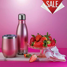 Load image into Gallery viewer, Stainless Steel Wine Tumbler 2 Pack 12 oz - Double Wall Vacuum Insulated Wine Cups with Lids and Straws Set of Two for Coffee, Wine, Cocktails (Rose Gold)