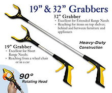 Load image into Gallery viewer, 2-Pack 32 Inch and 19 Inch Grabber Reacher with Rotating Jaw - Mobility Aid Reaching Assist Tool