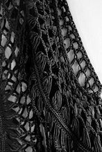 Load image into Gallery viewer, CUPSHE Women's Cover Up Black Crochet Hollow Out Tassel Swimsuit Three Quarter Sleeve, S