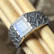 Load image into Gallery viewer, Natural Rainbow Moonstone 925 Solid Sterling Silver Men's Ring Size 8, 9, 10, 11, 12, 13