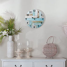 Load image into Gallery viewer, NIKKY HOME 16 Inch Beach Wall Clock, Rustic Silent Noiseless Spliced Wooden Coastal Nautical Battery Operated Clock for Bathroom, Kitchen