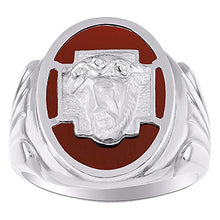 Load image into Gallery viewer, Diamond & Red Onyx Ring 14K Yellow or White Gold Christ Head