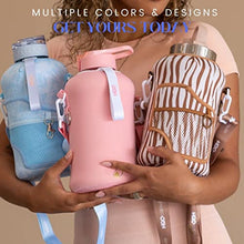 Load image into Gallery viewer, H2O Capsule 2.2L Half Gallon Water Bottle with Storage Sleeve and Covered Straw Lid – BPA Free Large Reusable Drink Container with Handle - Big Sports Jug, 2.2 Liter (74 Ounce) Rose Quartz