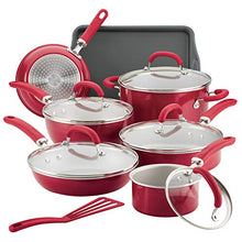 Load image into Gallery viewer, Rachael Ray Create Delicious Nonstick Cookware Pots and Pans Set, 13 Piece, Red Shimmer
