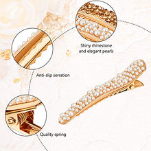 Load image into Gallery viewer, 16 Pieces Pearls Rhinestone Alligator Hair Clips Rhinestone Duckbill Clips Duckbill Hairpins Hair Barrettes for Women Girls Hair Styling Tools Accessories, 4 Colors