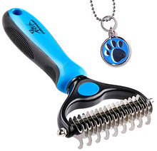 Load image into Gallery viewer, Pet Grooming Tool - 2 Sided Undercoat Rake for Cats & Dogs - Safe Dematting Comb for Easy Mats & Tangles Removing - No More Nasty Shedding and Flying Hair