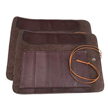 Load image into Gallery viewer, Cabilock Durable 2 Pcs Seal Cutting Tools Knives Roll Up Bag Carving Pocket Knives Leather Bag Multi-Pockets Storage Organizer (Brown)