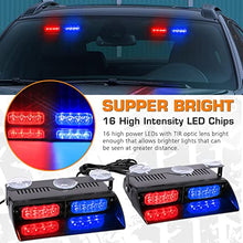 Load image into Gallery viewer, Linkitom 2 in 1 Red/Blue 16 LED Emergency Hazard Warning Strobe Flashing Lights w/Suction Cups for Law Enforcement Car Truck Vehicles Interior Front/Rear Windshield Dash Deck