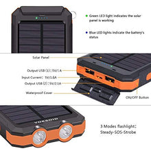 Load image into Gallery viewer, Solar Charger 20000mAh YOESOID Portable Solar Power Bank External Backup Battery Pack Waterproof Solar Phone Charger with Dual USB Ports 2 LED Light Carabiner and Compass for Smartphones