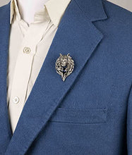 Load image into Gallery viewer, A N KINGPiiN Silver Fox With Blue Stone Lapel Pin Badge Coat Suit Wedding Gift Party Shirt Collar Accessories Brooch for Men ,A07