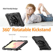 Load image into Gallery viewer, HXCASEAC Samsung Galaxy Tab A7 Lite Case 2021 with Screen Protector Pencil Holder, Heavy Duty Shockproof Cover, 360 Rotating Stand & Hand Strap for Tab A7 Lite 8.7 Inch Case SM-T220/T225/T227, Black