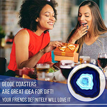 Load image into Gallery viewer, Blue Agate Coasters Set of 4 - 3.5"-4" - Brazilian Geode Crystal Decor - (3.5"-4" Blue)