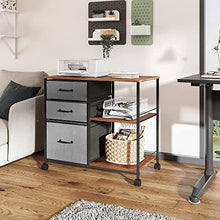 Load image into Gallery viewer, DEVAISE 3 Drawer Mobile File Cabinet, Rolling Printer Stand with Open Storage Shelf, Fabric Lateral Filing Cabinet fits A4 or Letter Size for Home Office, Rustic Brown