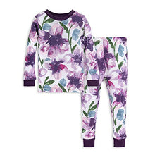 Load image into Gallery viewer, Burt's Bees Baby baby girls Pajamas, Tee and Pant 2-piece Pj Set, 100% Organic Cotton Pajama Set, Purple Watercolor Daylily, 2T US