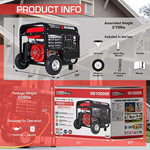 Load image into Gallery viewer, Durostar DS10000E Gas Powered 10000 Watt Electric Start Portable Generator, Red/Black