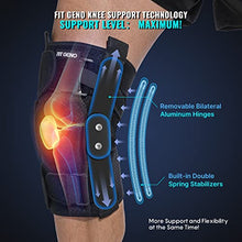 Load image into Gallery viewer, Fit Geno Hinged Knee Brace for Meniscus Tear: Upgraded Support for Knee Pain w/Dual Metal Hinges & Side Spring Stabilizers - Adjustable for Men and Women w/Torn ACL MCL PCL LCL Hyperextension Sprain