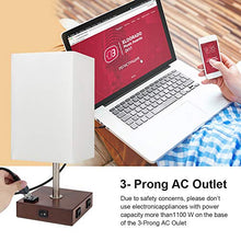 Load image into Gallery viewer, DEEPLITE Lamps for Bedrooms Set of 2, Bedside Lamp with USB Ports and AC Outlet, Modern Table Lamp for Nightstand, End/Side Table, Dresser, Office Desk, Wood Rustic Lamp for Living Room, Dorm Reading