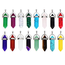 Load image into Gallery viewer, Bullet Shape Gemstone Pendant Hexagonal Chakra Crystal Pointed Quartz Pendants Artificial Stone with Storage Bag (16 Pieces)