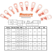 Load image into Gallery viewer, RockDIG 50 PCS AWG 8/6/4/2 Heavy Duty Bare Copper Wire Lugs, Closed-End Tubular Ring Terminals, Battery Electrical Cable Wire Connectors Assortment Kit(with 50 PCS Heat Shrink Tubings Set)