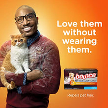 Load image into Gallery viewer, Bounce Pet Hair and Lint Guard Mega Dryer Sheets for Laundry, Fabric Softener with 3X Pet Hair Fighters, Fresh Scent, 120 Count, White