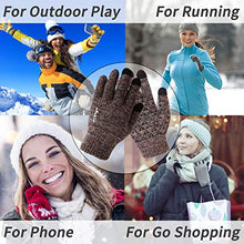 Load image into Gallery viewer, Achiou Winter Warm Touchscreen Gloves for Women Men Knit Wool Lined Texting (Black with White)