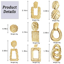 Load image into Gallery viewer, BESTEEL 9 Pairs Gold Statement Drop Earrings for Women Geometric Dangle Earrings Large Metal Rectangle Earrings Set