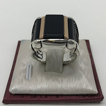 Load image into Gallery viewer, KAR 925K Stamped Sterling Silver Black Onyx Men's Ring K6F (10.25)