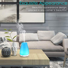Load image into Gallery viewer, URPOWER 2nd Version Essential Oil Diffuser Aroma Essential Oil Cool Mist Humidifier with Adjustable Mist Mode,Waterless Auto Shut-Off and 7 Color LED Lights Changing for Home (White)