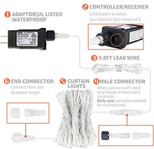 Load image into Gallery viewer, Curtain Lights with Remote, 20 x 10 Ft Waterproof Outdoor String Lights for Wedding Party Decor, Patio Lights for Bedroom Holiday Wedding Decorations Backdrop Lights Warm White