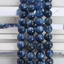 Load image into Gallery viewer, SR BGSJ Jewelry Making Craft Natural 8-9mm Round Blue Kyanite Gemstone Loose Spacer DIY Beads Strand 15"